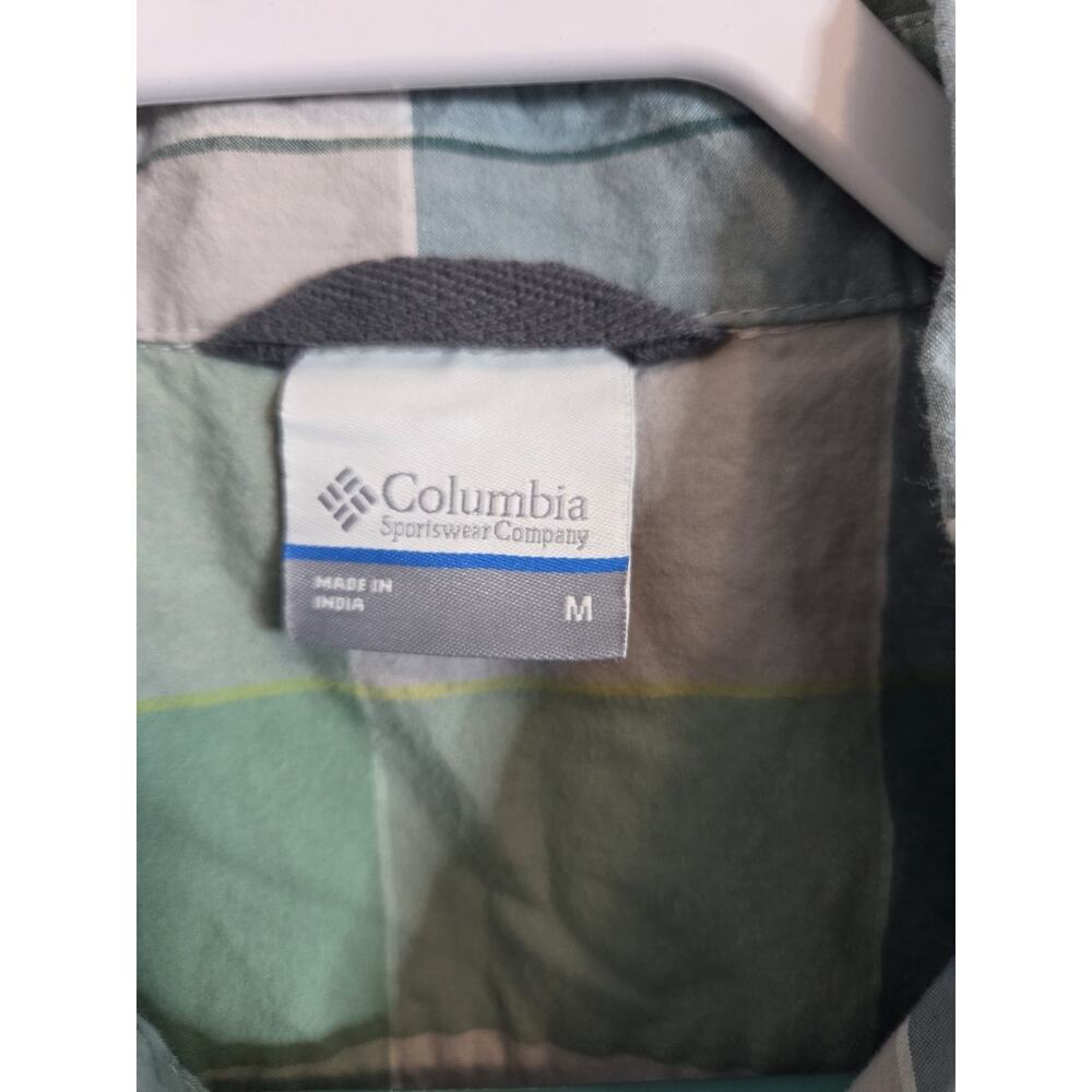 Mens Columbia Short Sleeve Green Plaid Shirt Size M - Picture 3 of 5